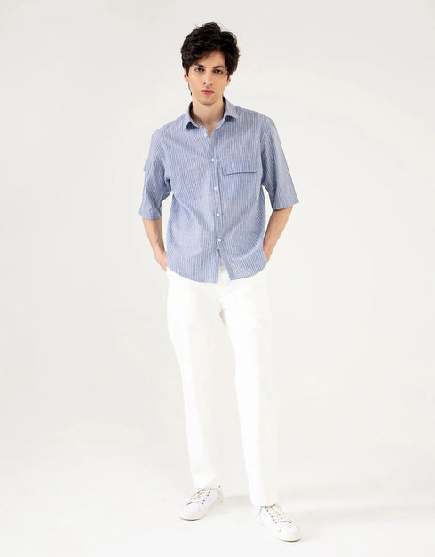 STRIPED PATCH POCKET SHIRT